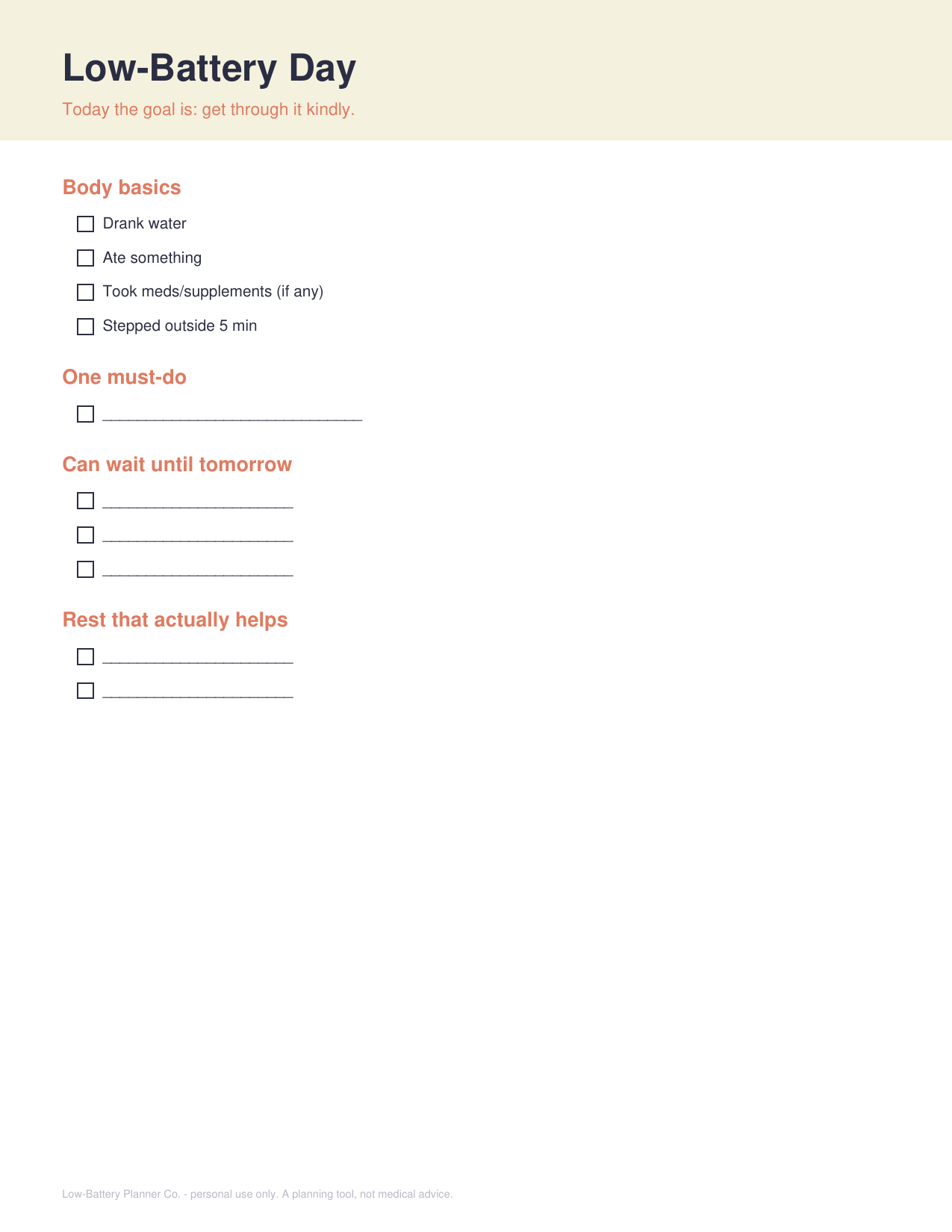 Low-Battery Day page
