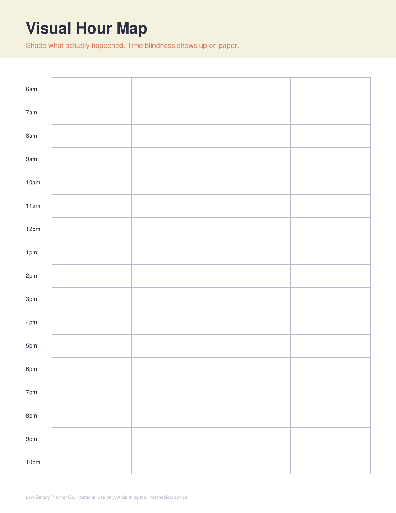 Visual Hour Map page